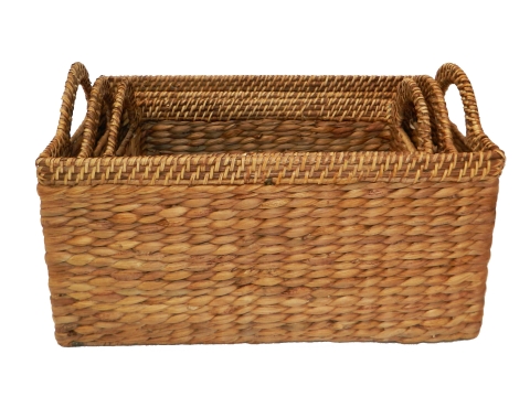 Rect water hyacinth storage with rattan rim